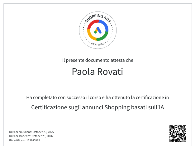 Certificazione Google Ads sugli Annunci Shopping basati su IA 2026